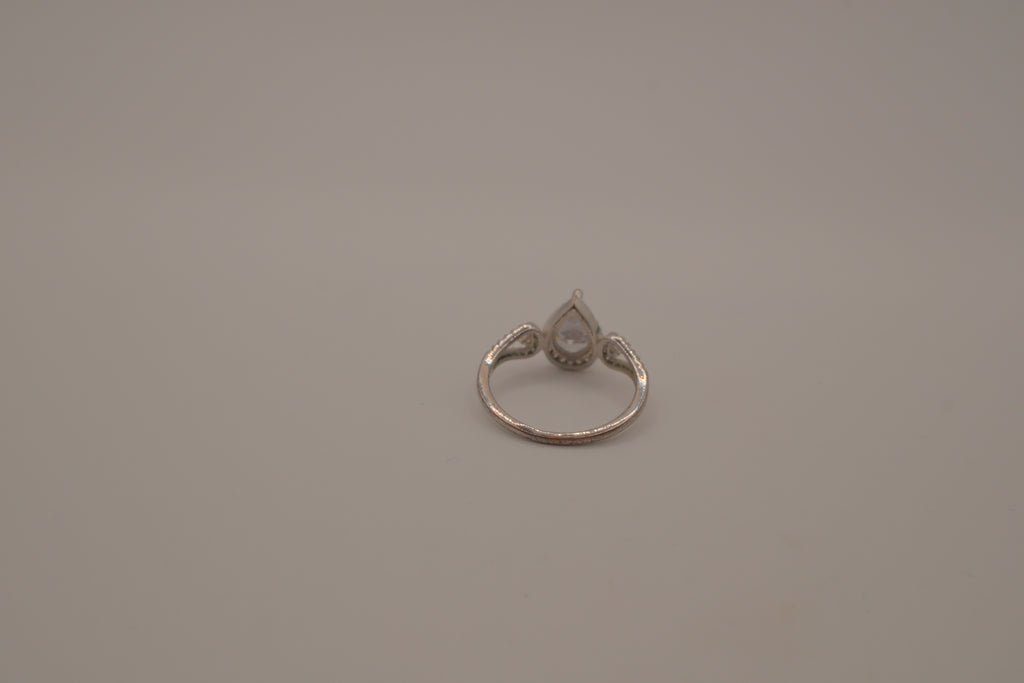 Sterling silver pear-shaped halo ring