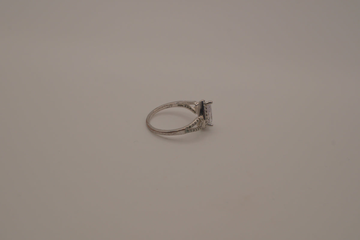 Sterling silver pear-shaped halo ring