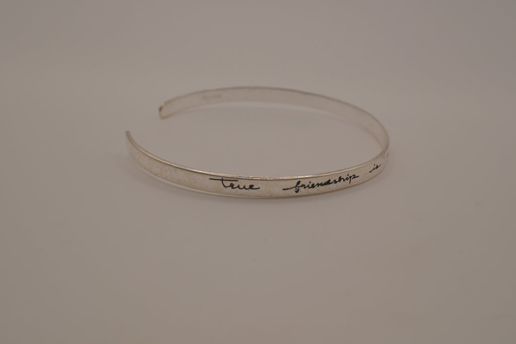 Sterling Silver Friendship quote Cuff bracelet
