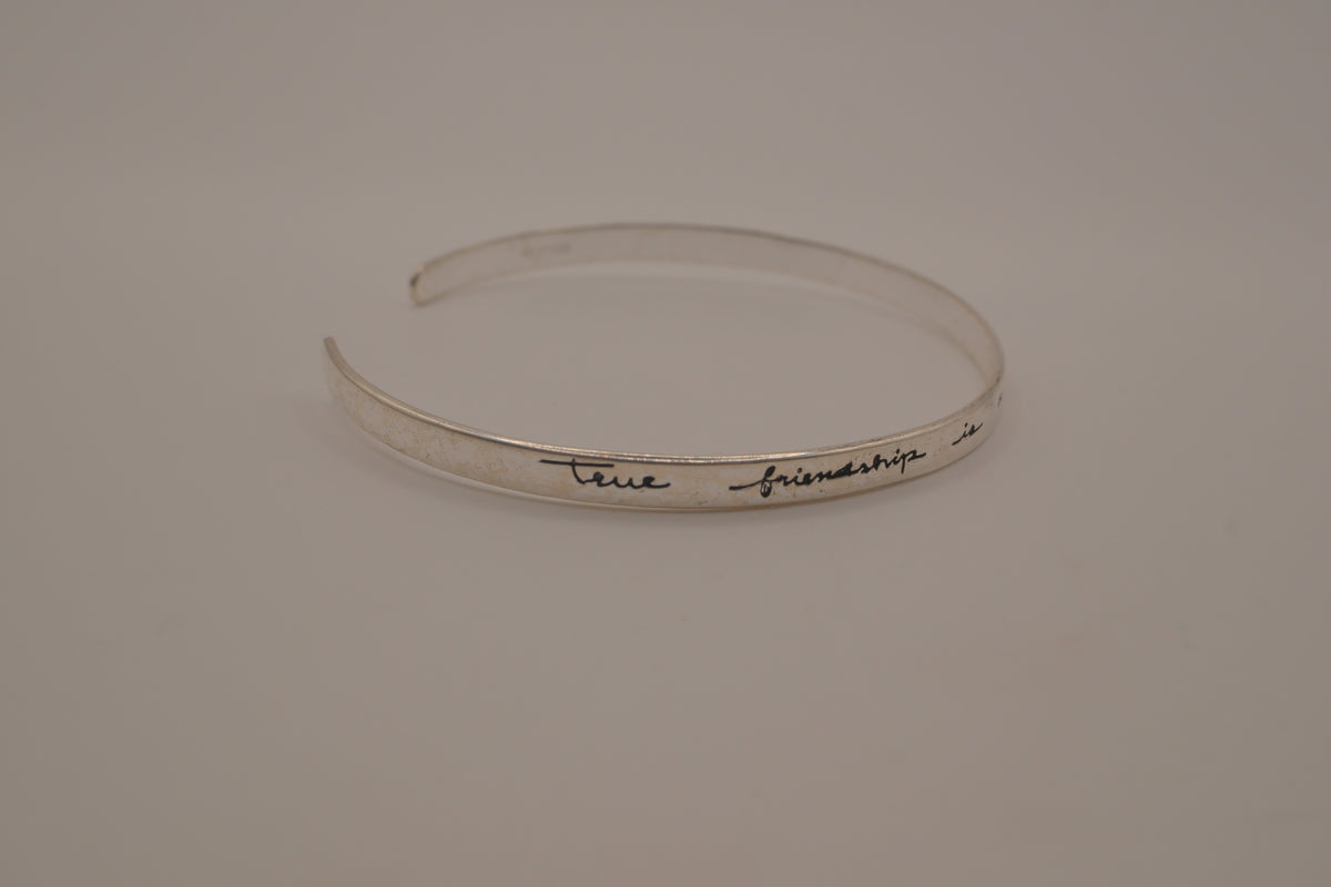 Sterling Silver Friendship quote Cuff bracelet