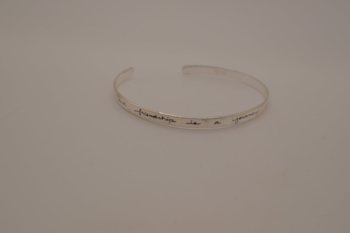 Sterling Silver Friendship quote Cuff bracelet