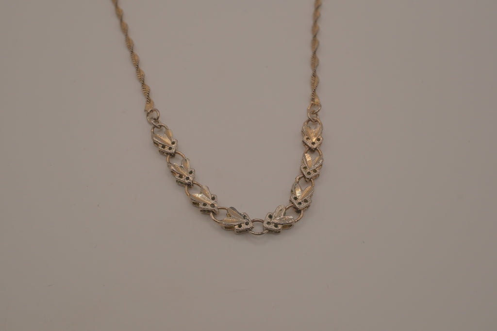 Vintage Sterling silver gold plated filigree station necklace
