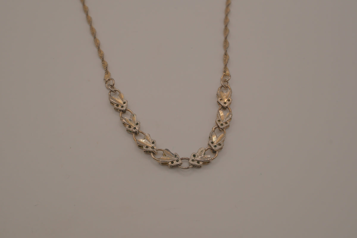 Vintage Sterling silver gold plated filigree station necklace