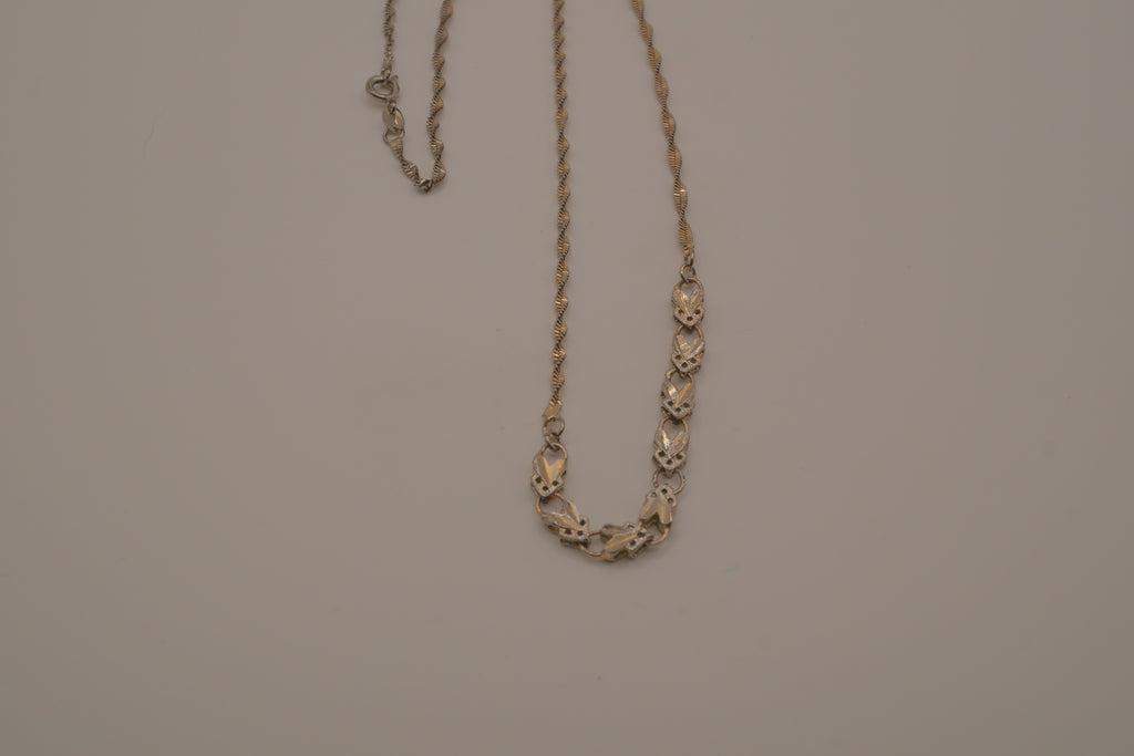 Vintage Sterling silver gold plated filigree station necklace