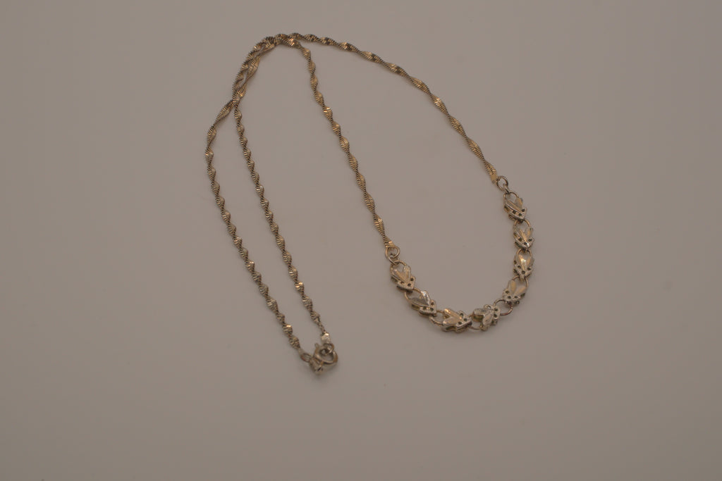 Vintage Sterling silver gold plated filigree station necklace