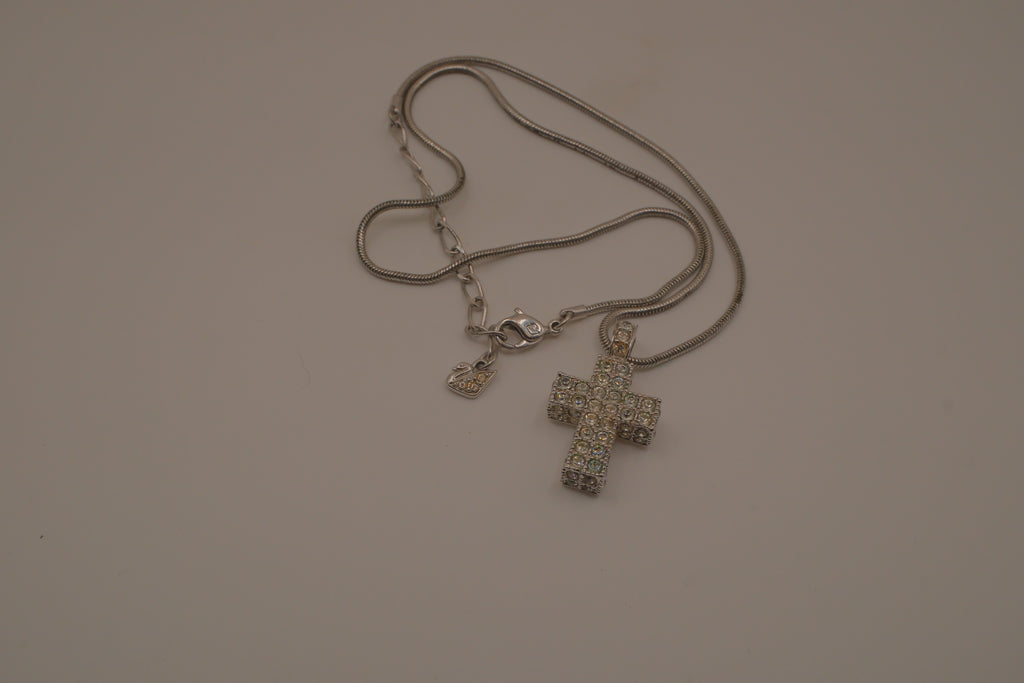Swarovski Pavé Crystal Cross Pendant Necklace