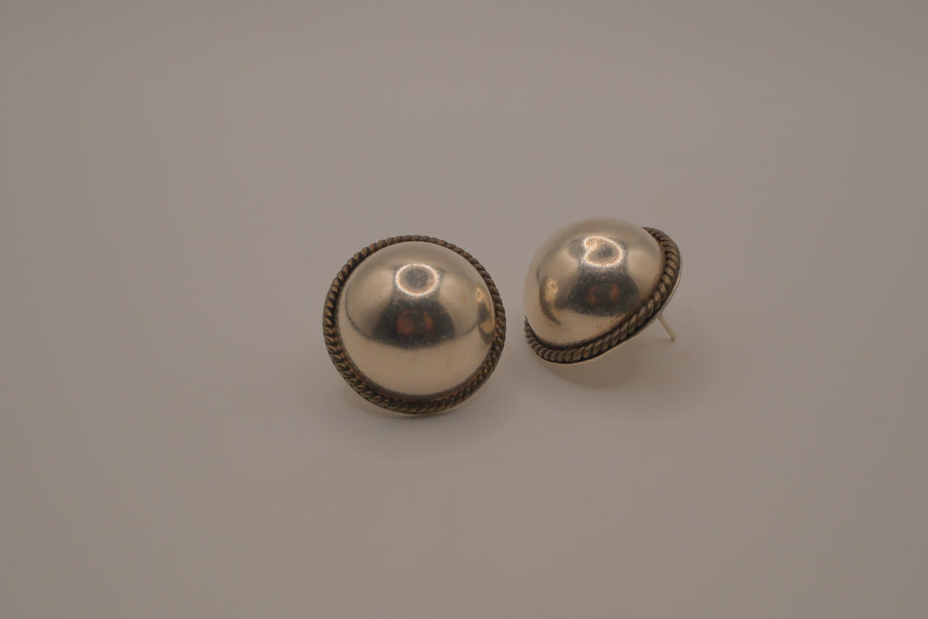 Vintage Sterling silver dome earrings
