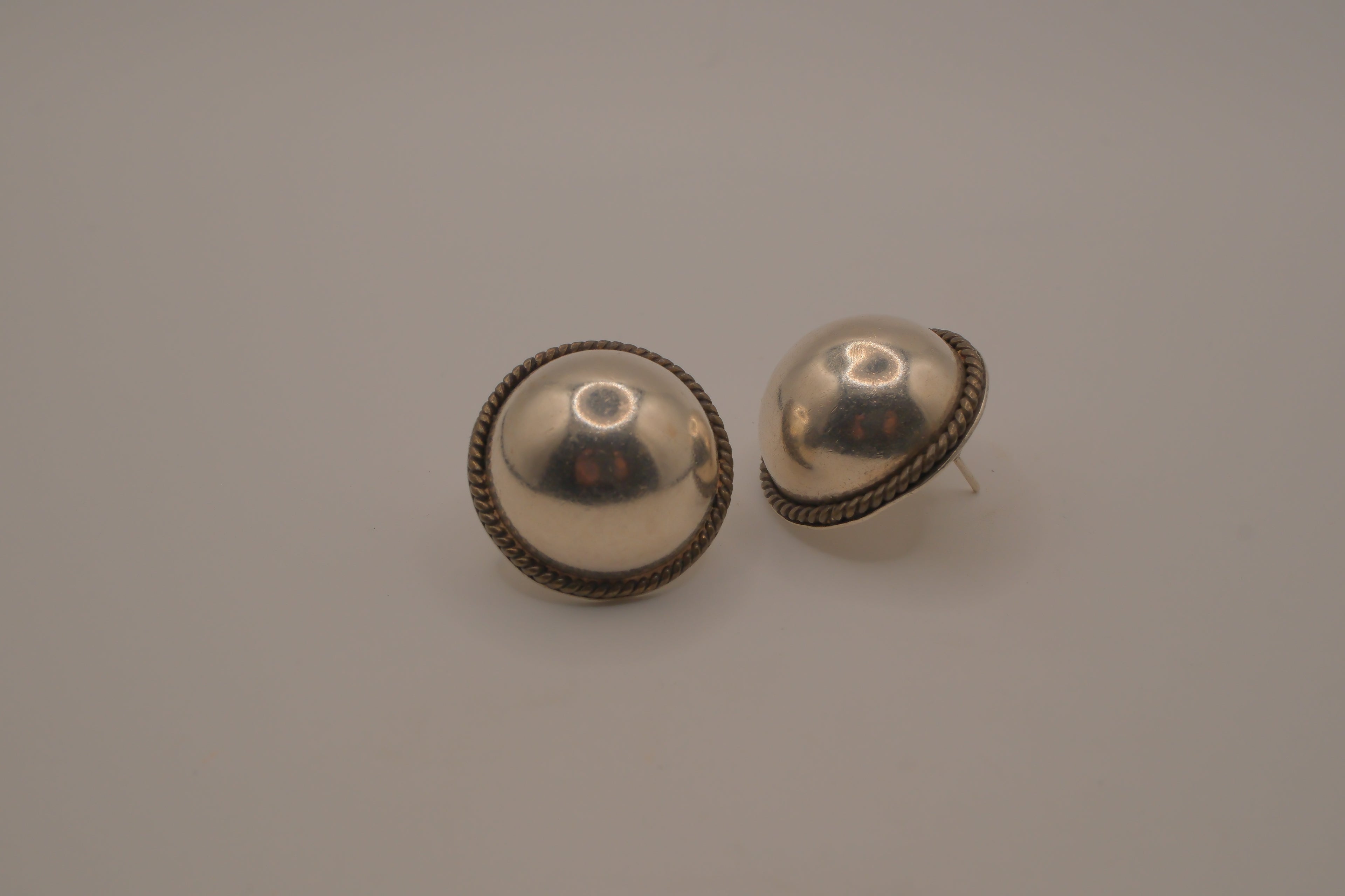 Vintage Sterling silver dome earrings
