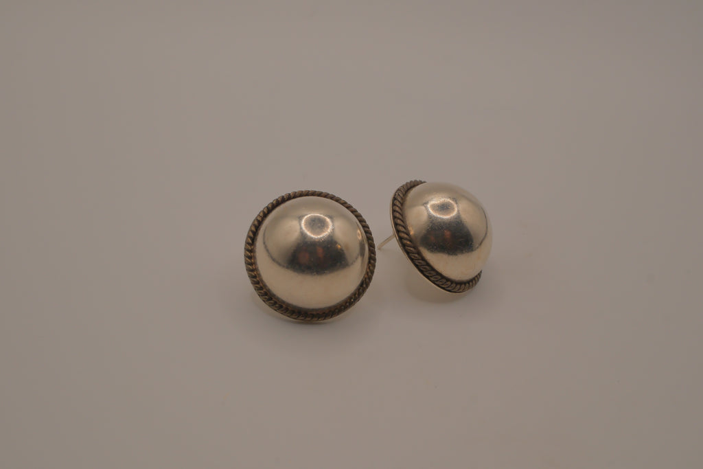 Vintage Sterling silver dome earrings