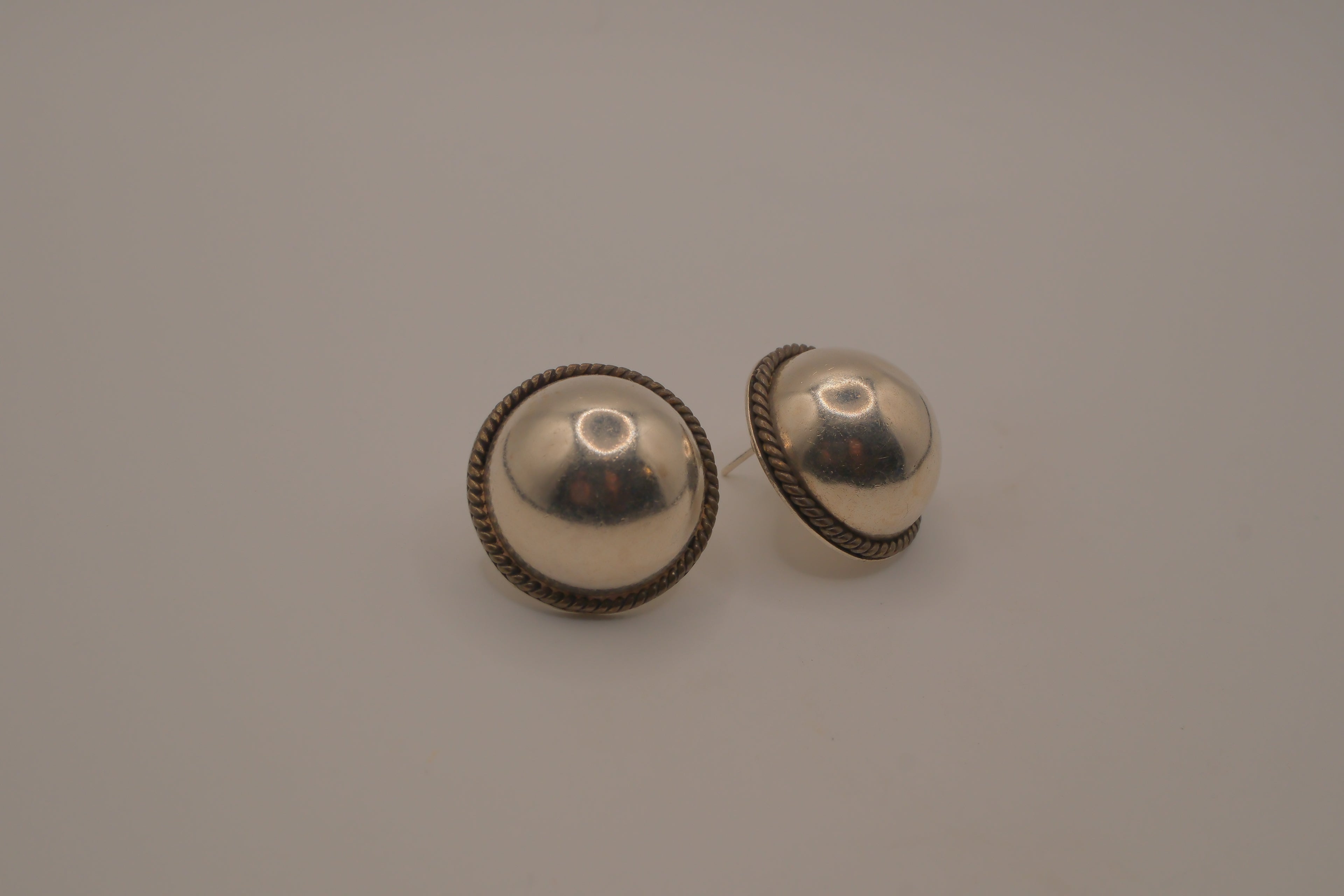 Vintage Sterling silver dome earrings