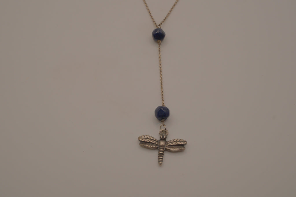 Alex and Ani Blue sodalite dragonfly pendant necklace