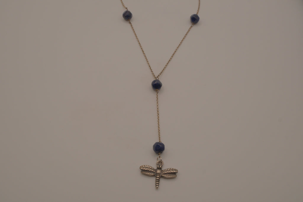 Alex and Ani Blue sodalite dragonfly pendant necklace