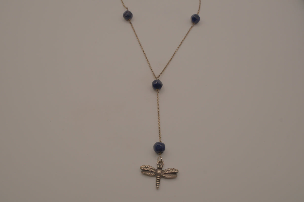 Alex and Ani Blue sodalite dragonfly pendant necklace