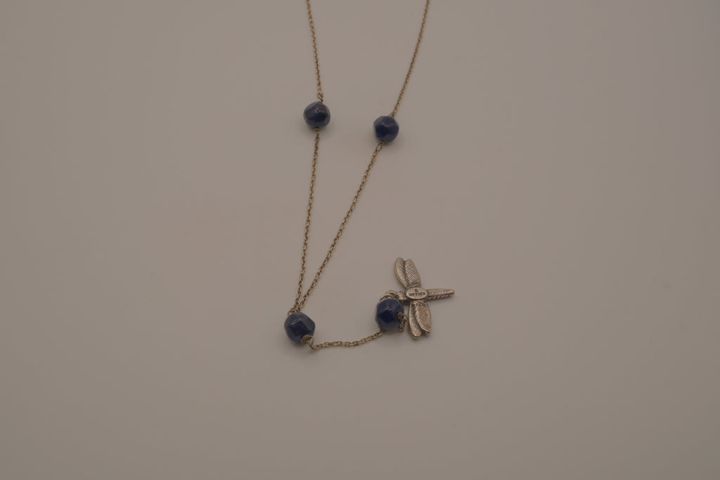 Alex and Ani Blue sodalite dragonfly pendant necklace