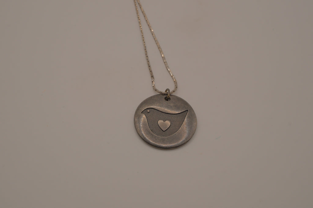 Vintage Sterling silver Hallmark dove pendant necklace