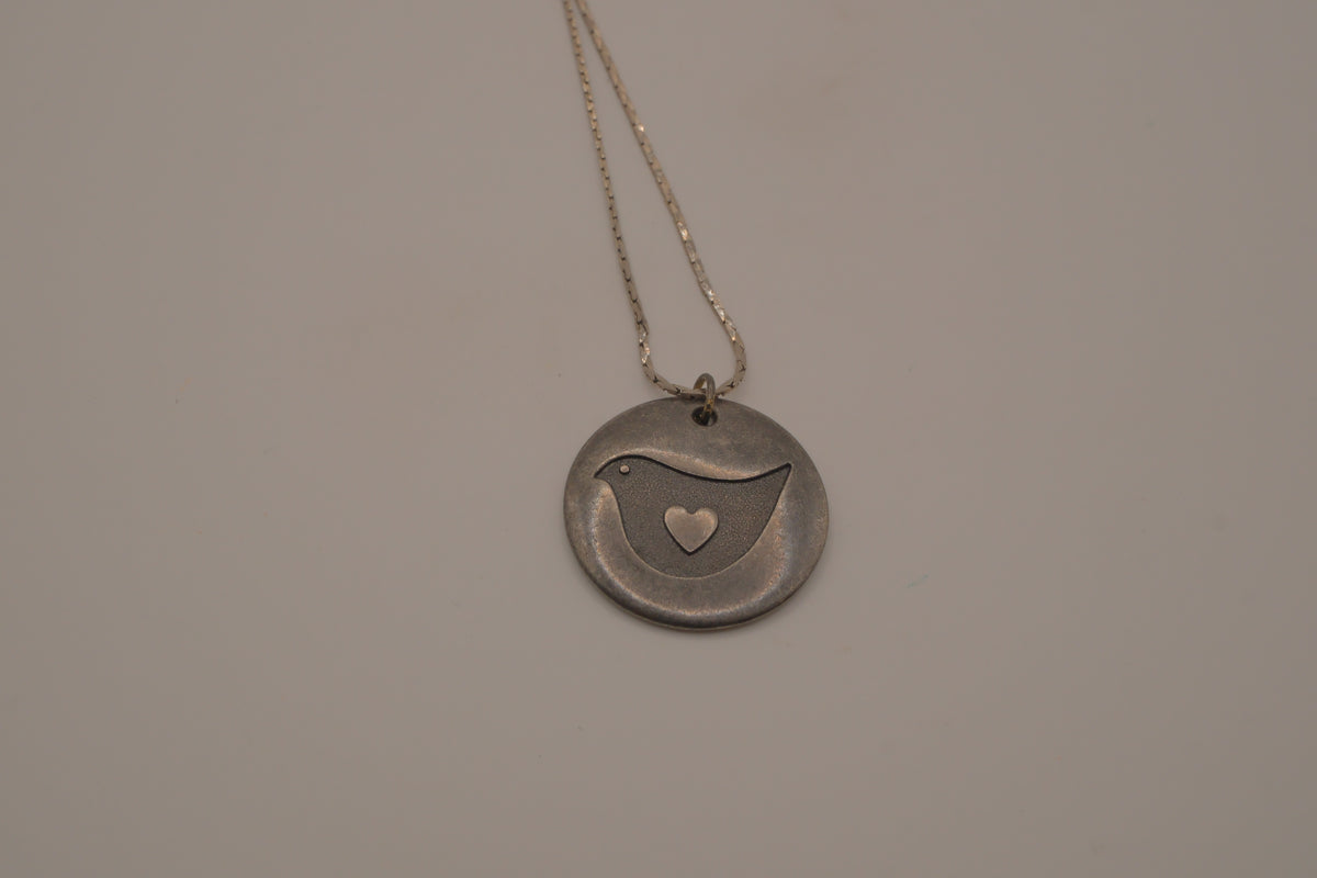 Vintage Sterling silver Hallmark dove pendant necklace