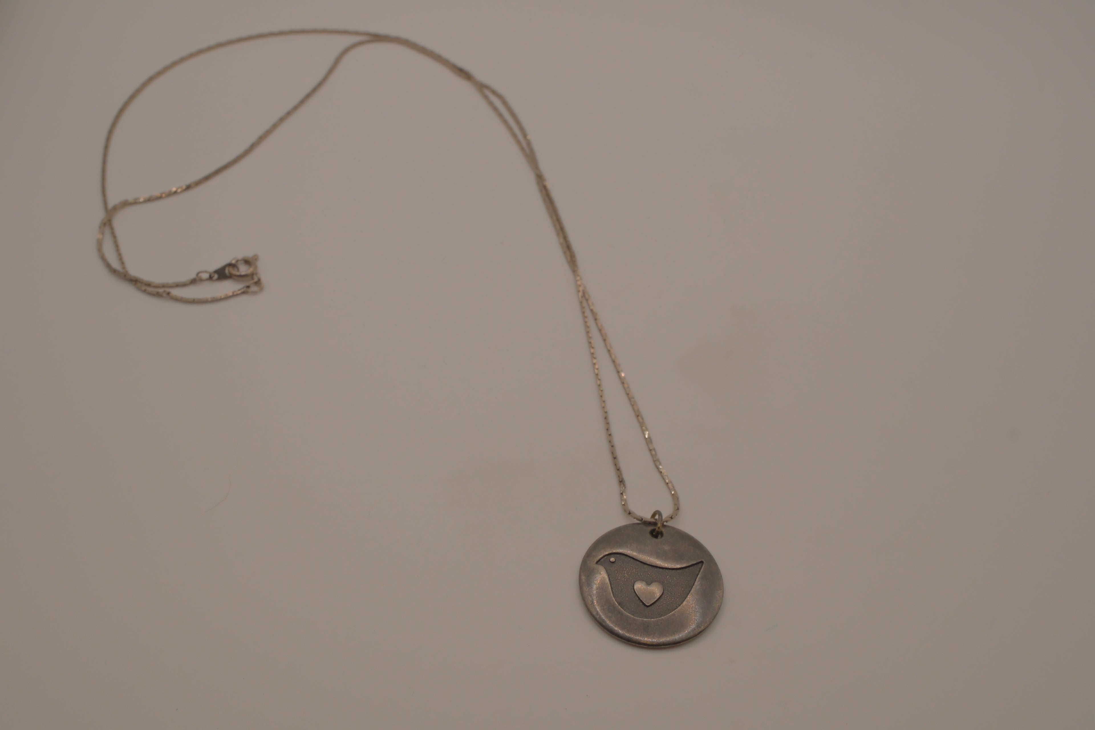 Vintage Sterling silver Hallmark dove pendant necklace