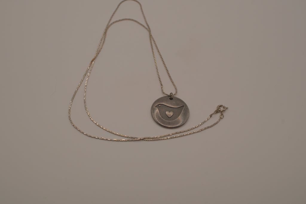 Vintage Sterling silver Hallmark dove pendant necklace