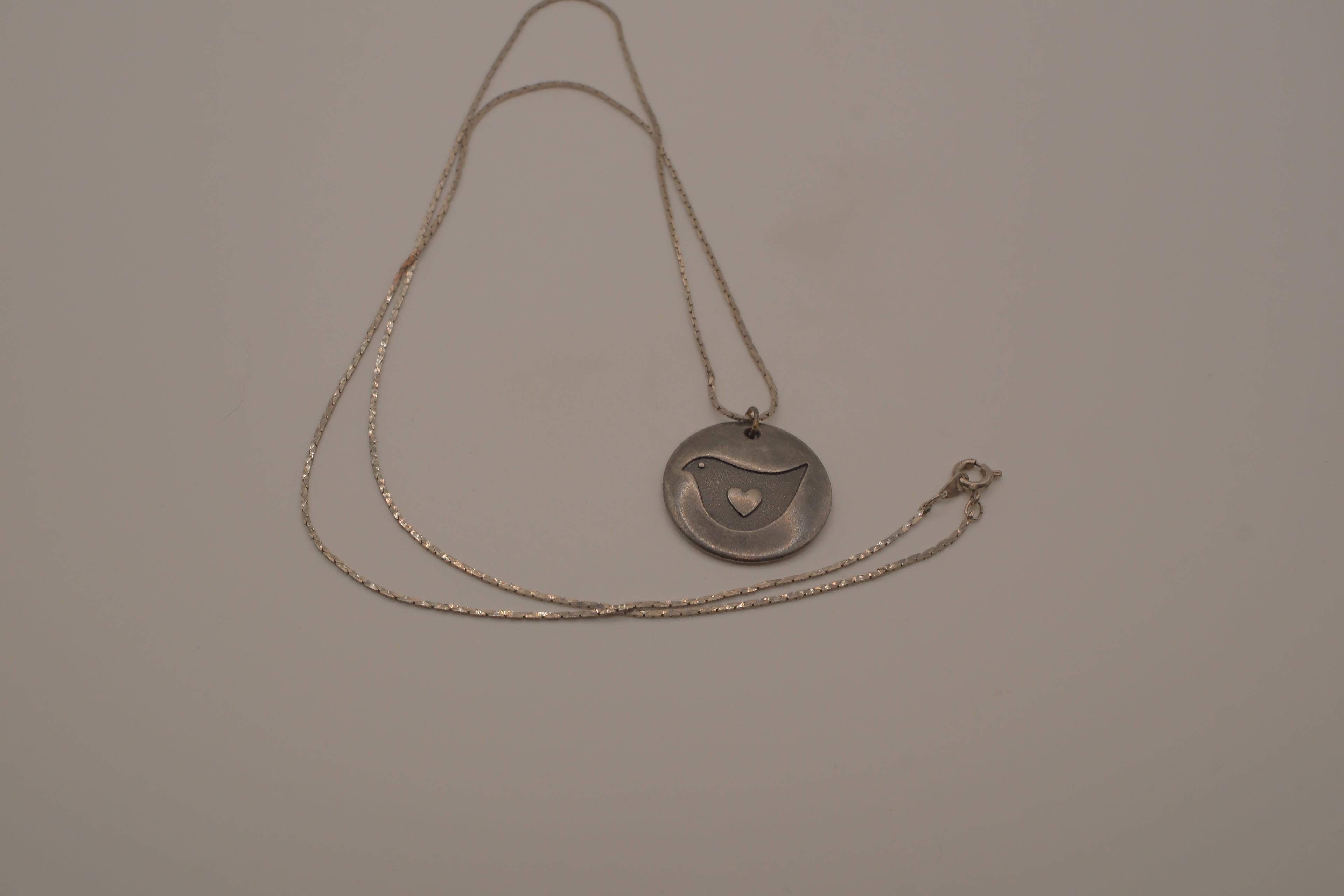 Vintage Sterling silver Hallmark dove pendant necklace