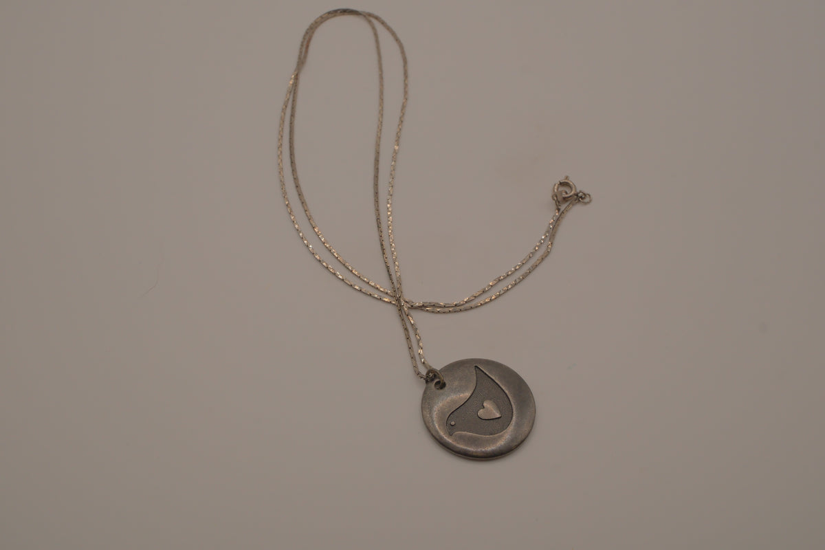 Vintage Sterling silver Hallmark dove pendant necklace