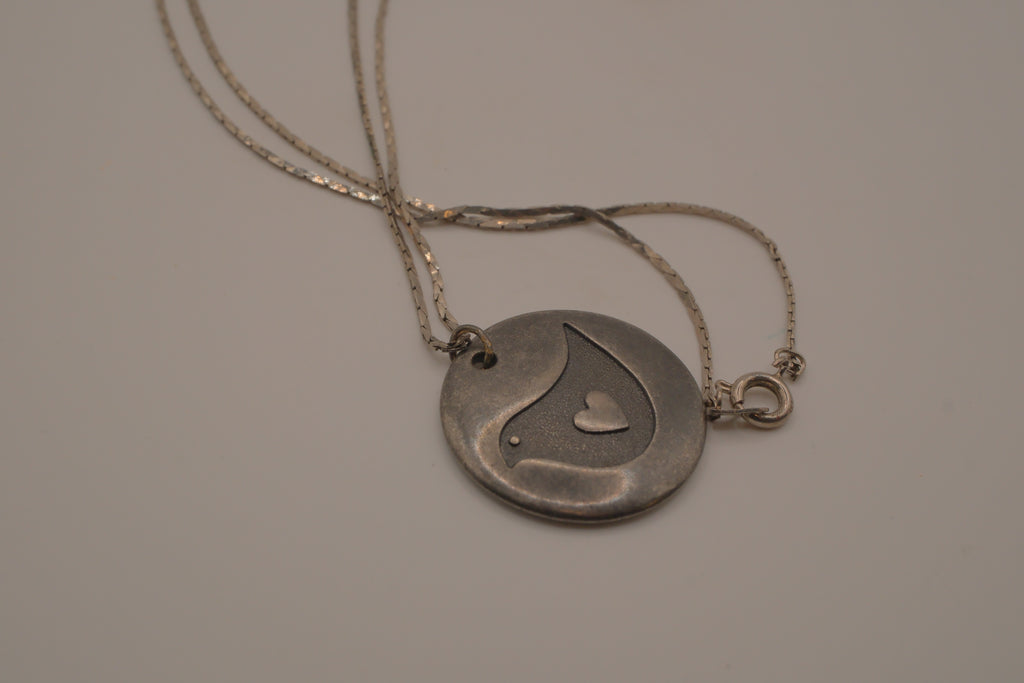 Vintage Sterling silver Hallmark dove pendant necklace