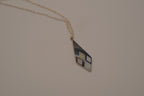 Vintage Sterling silverv mother-of-pearl geometric pendant necklace
