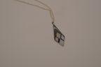 Vintage Sterling silverv mother-of-pearl geometric pendant necklace