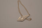 Vintage Sterling silverv mother-of-pearl geometric pendant necklace