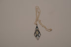 Vintage Sterling silverv mother-of-pearl geometric pendant necklace