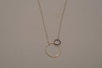 Sterling silverv minimalist interlocking double circle necklace