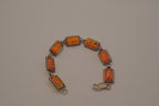 Vintage Sterling Silver Baltic amber link bracelet