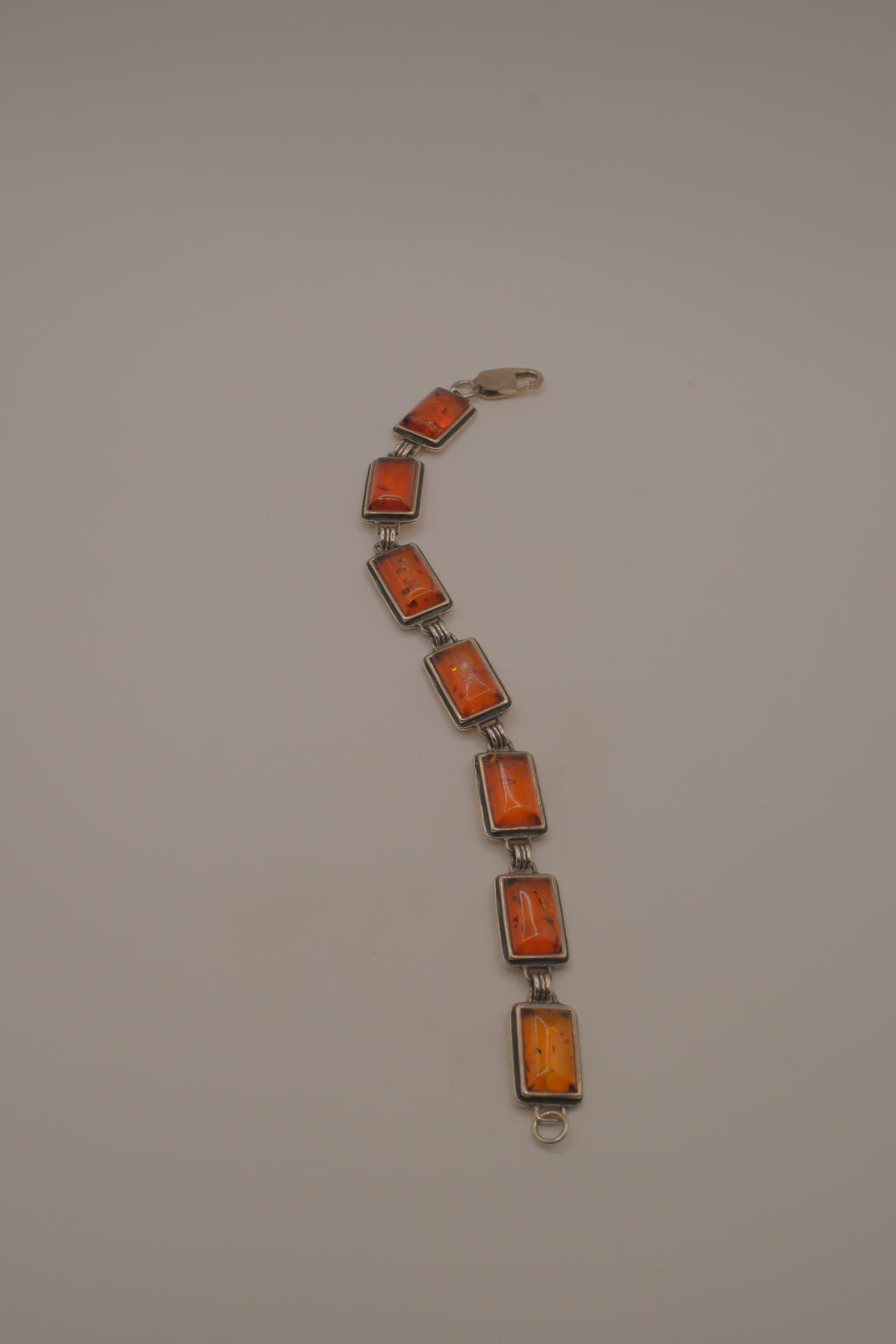 Vintage Sterling Silver Baltic amber link bracelet