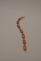 Vintage Sterling Silver Baltic amber link bracelet