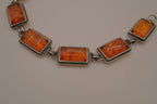 Vintage Sterling Silver Baltic amber link bracelet