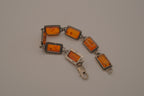 Vintage Sterling Silver Baltic amber link bracelet