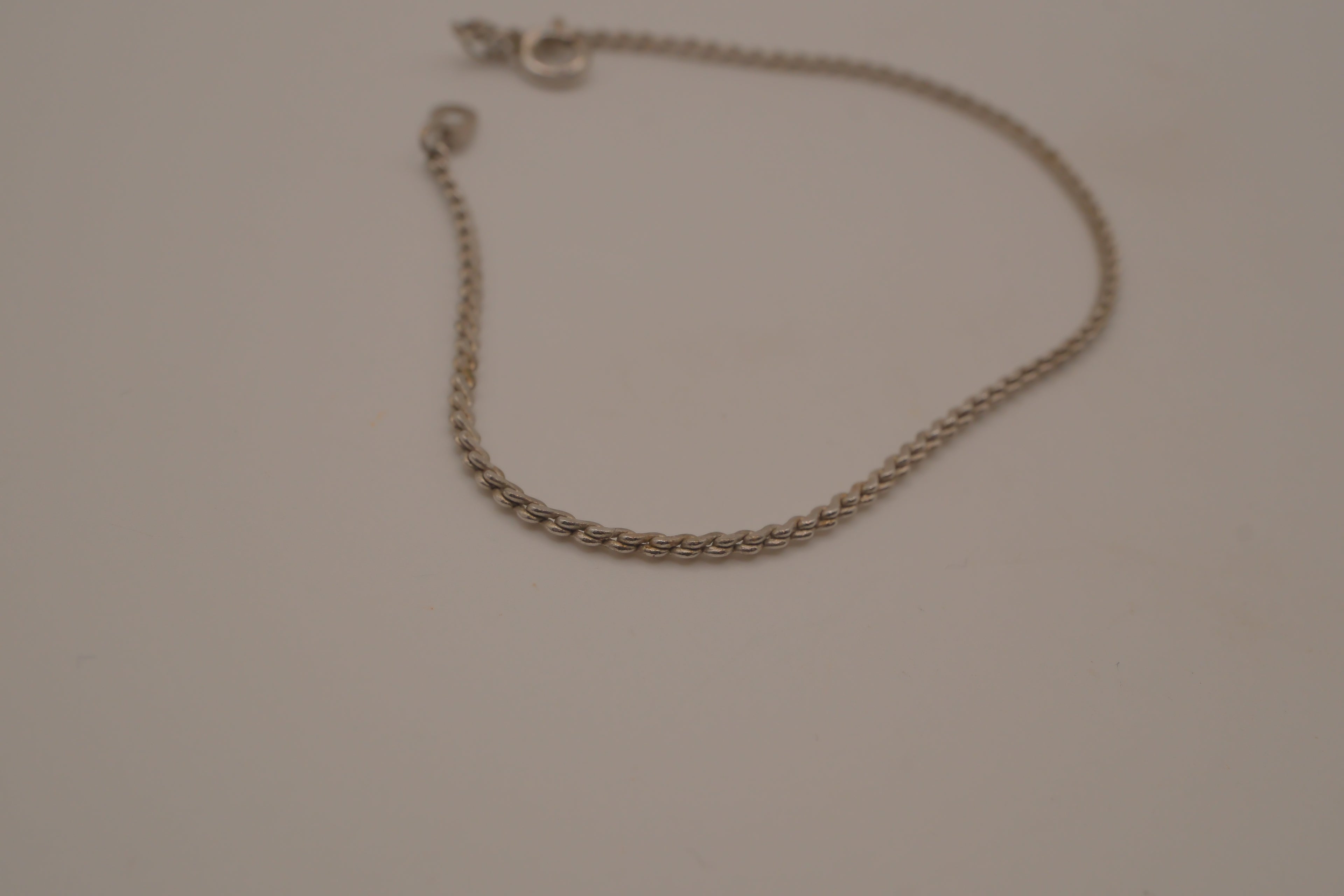 Sterling silver delicate rope chain bracelet