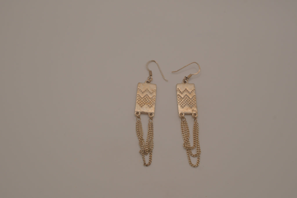 Sterling silver geometric rectangle drop earrings