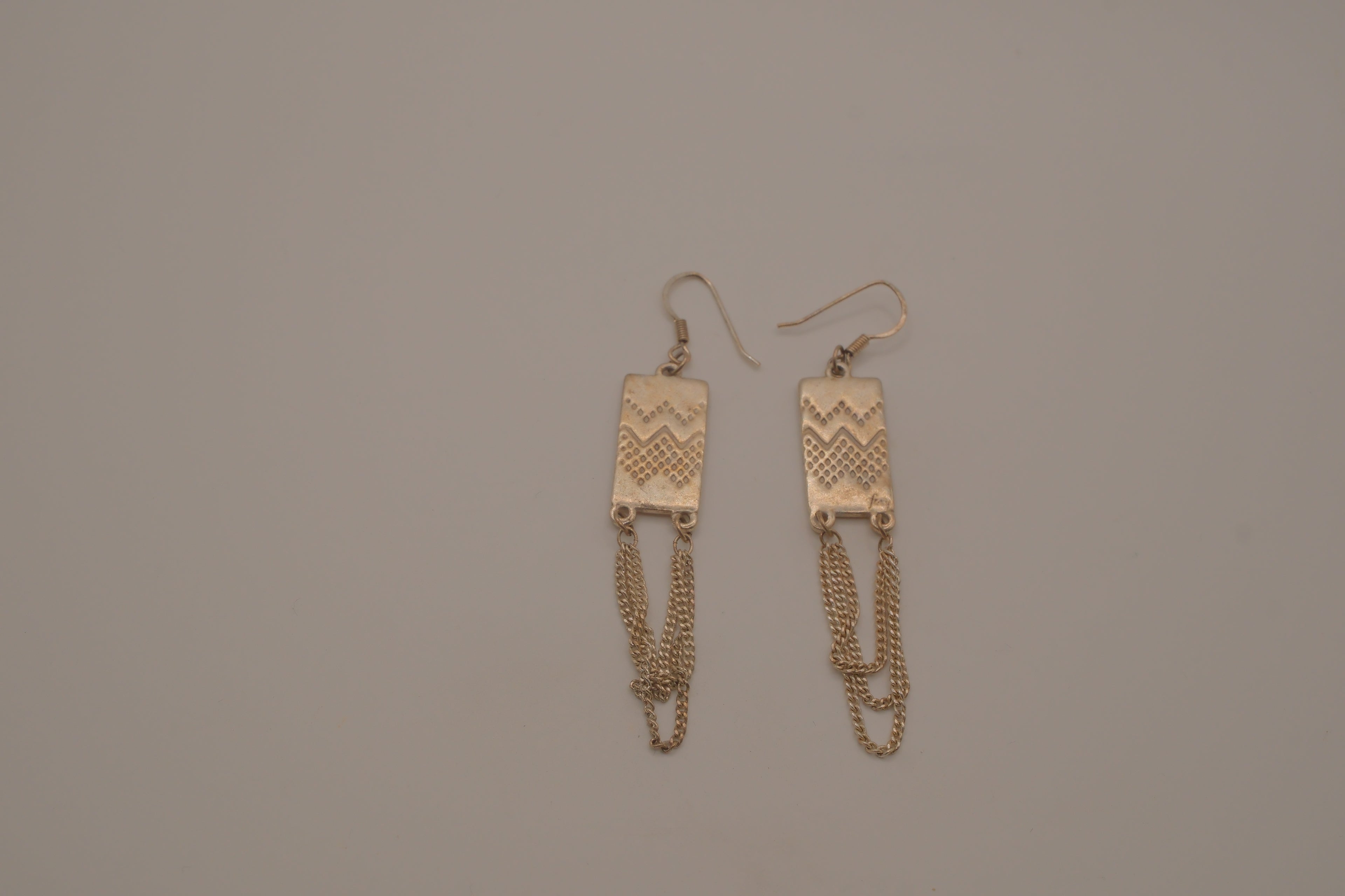Sterling silver geometric rectangle drop earrings
