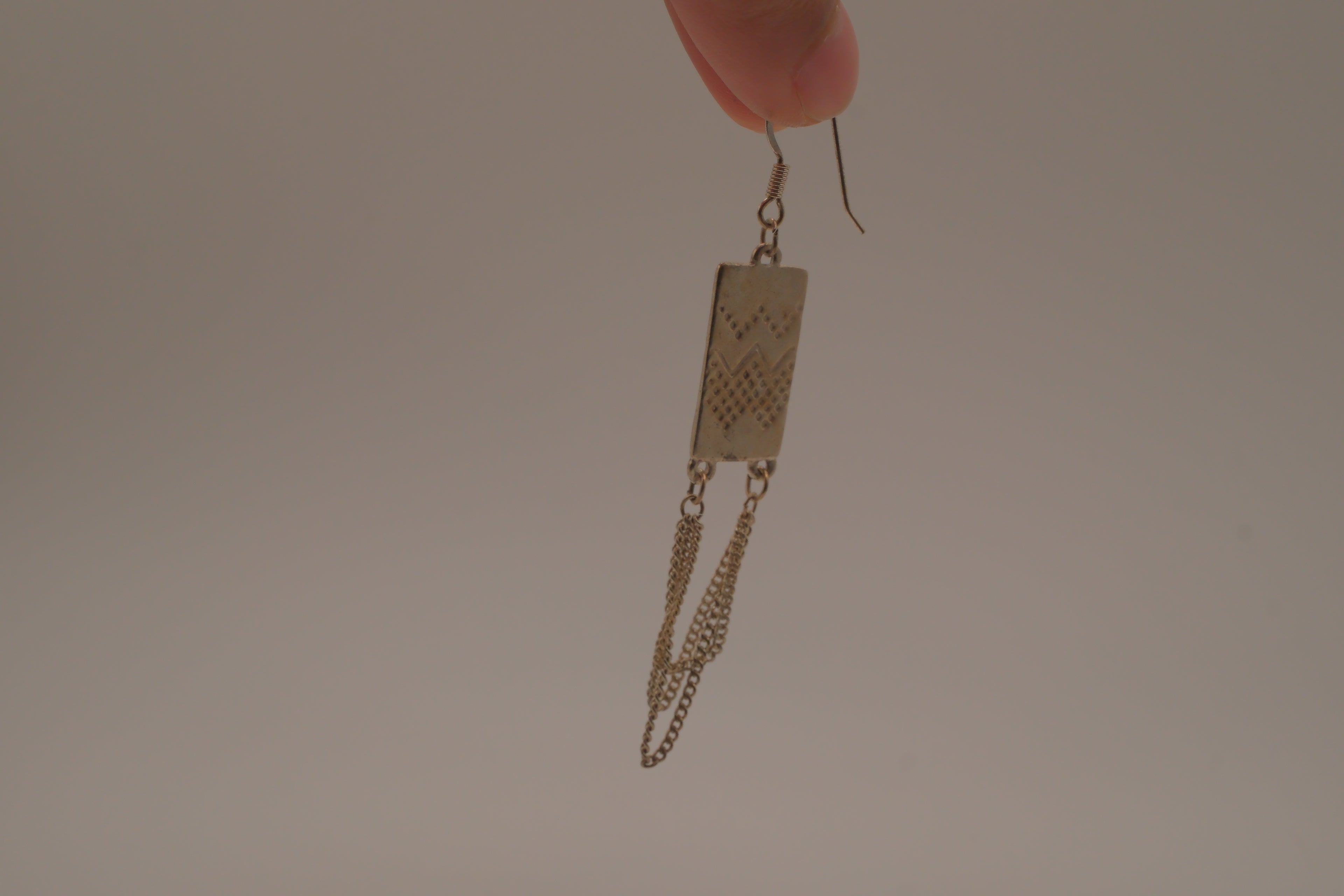 Sterling silver geometric rectangle drop earrings