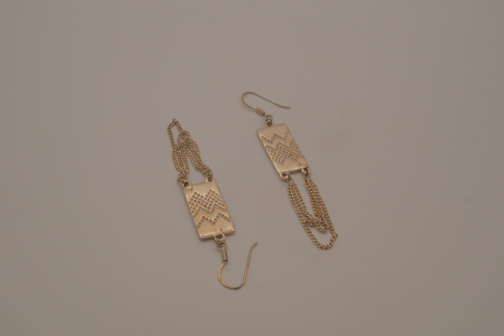 Sterling silver geometric rectangle drop earrings