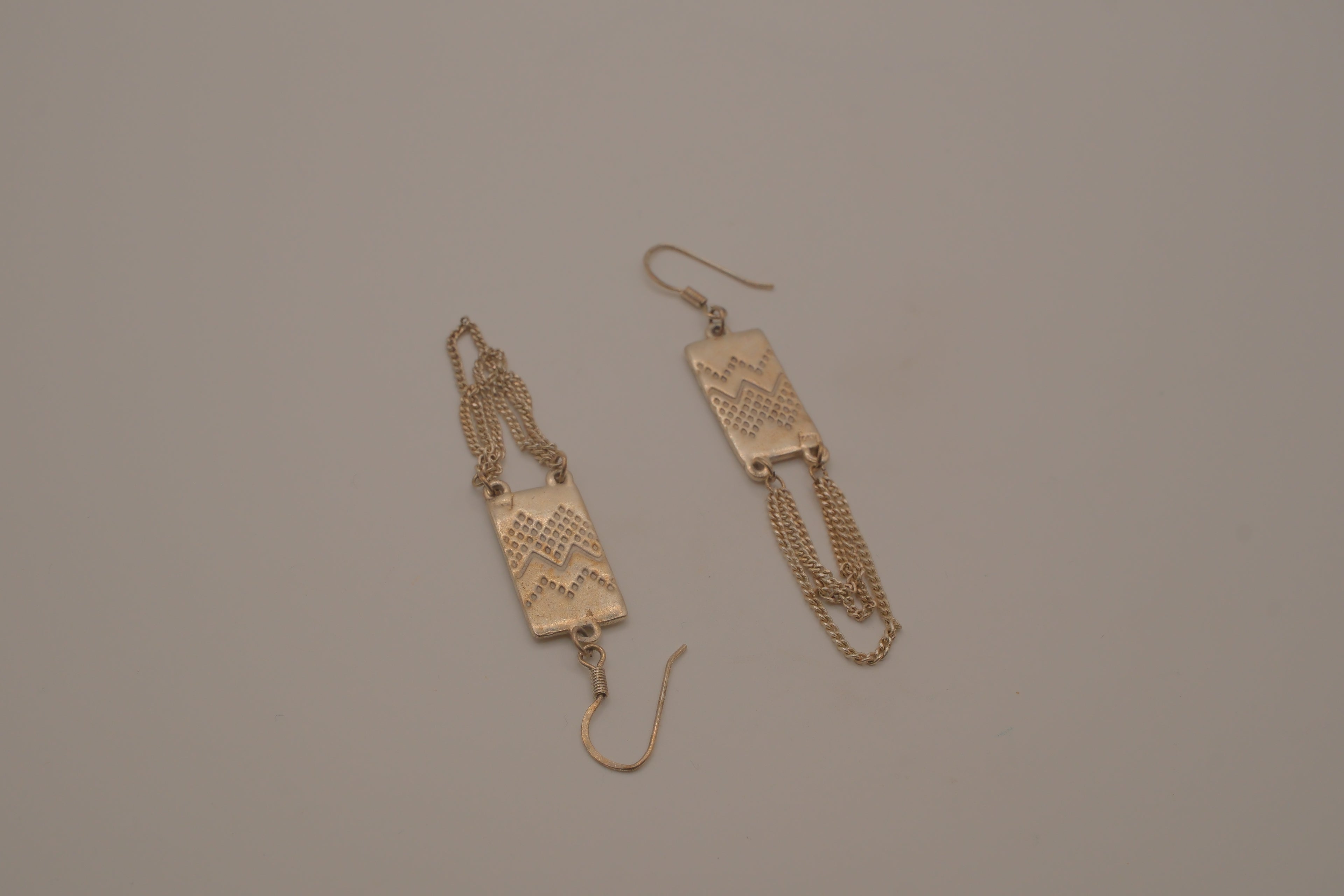 Sterling silver geometric rectangle drop earrings