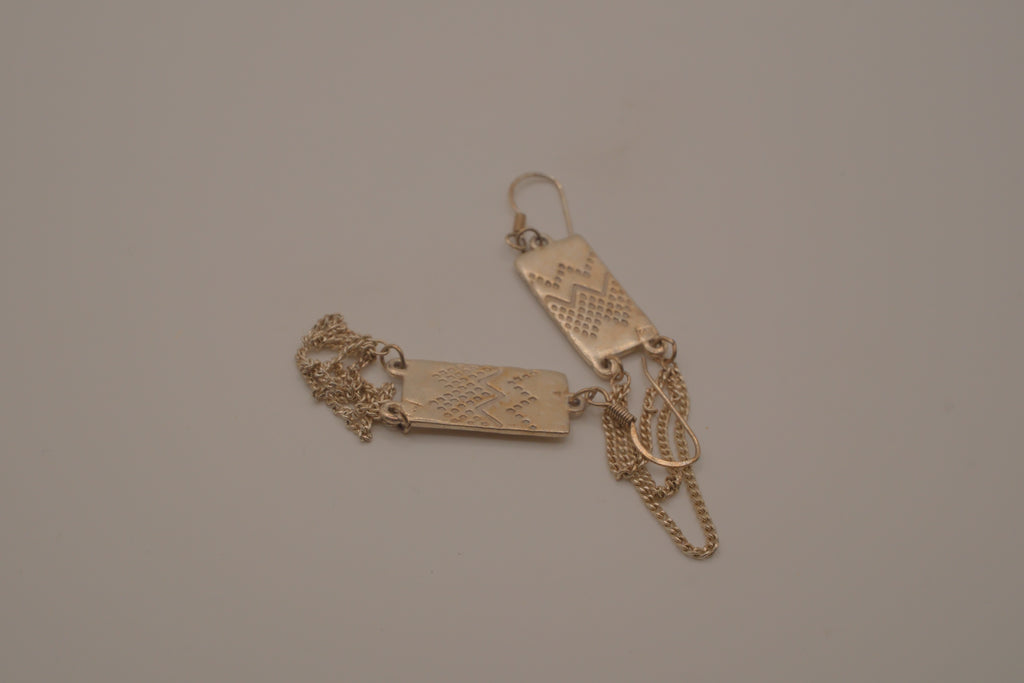 Sterling silver geometric rectangle drop earrings