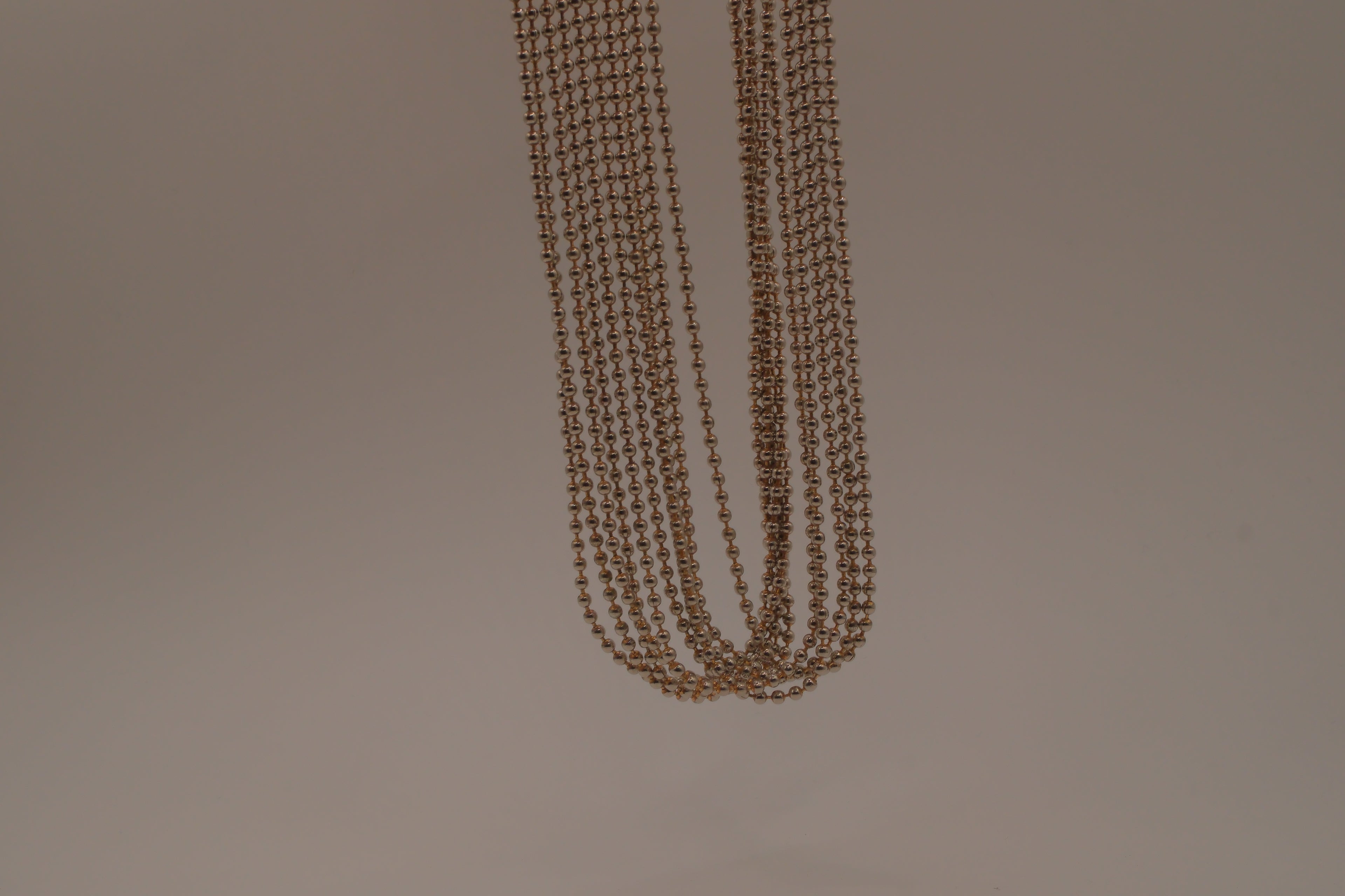 Sterling silver vintage multi-strand ball chain necklace