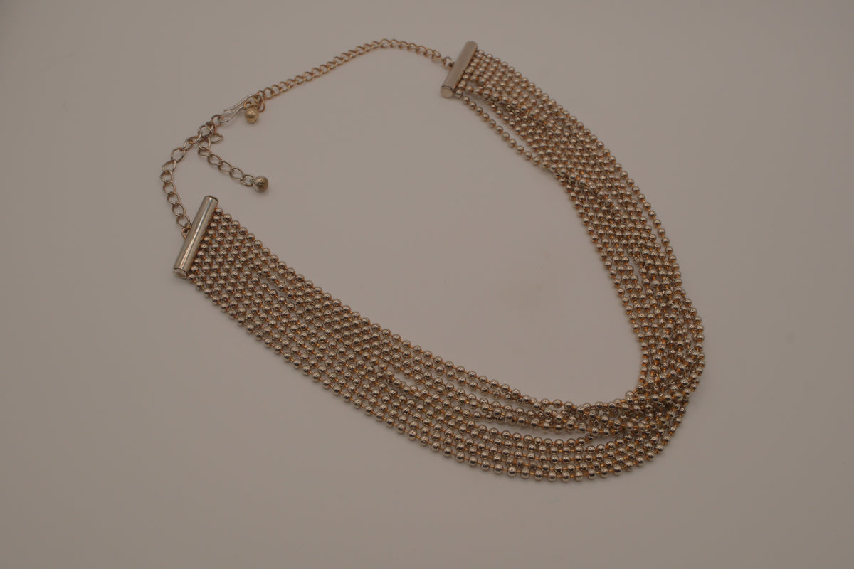 Sterling silver vintage multi-strand ball chain necklace