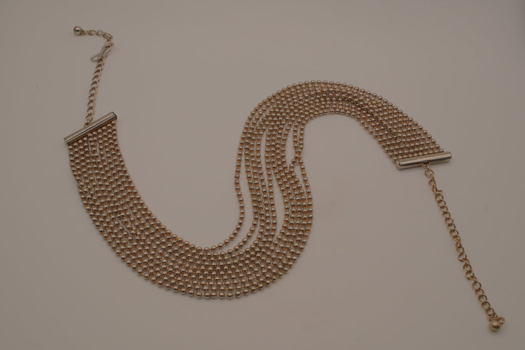 Sterling silver vintage multi-strand ball chain necklace