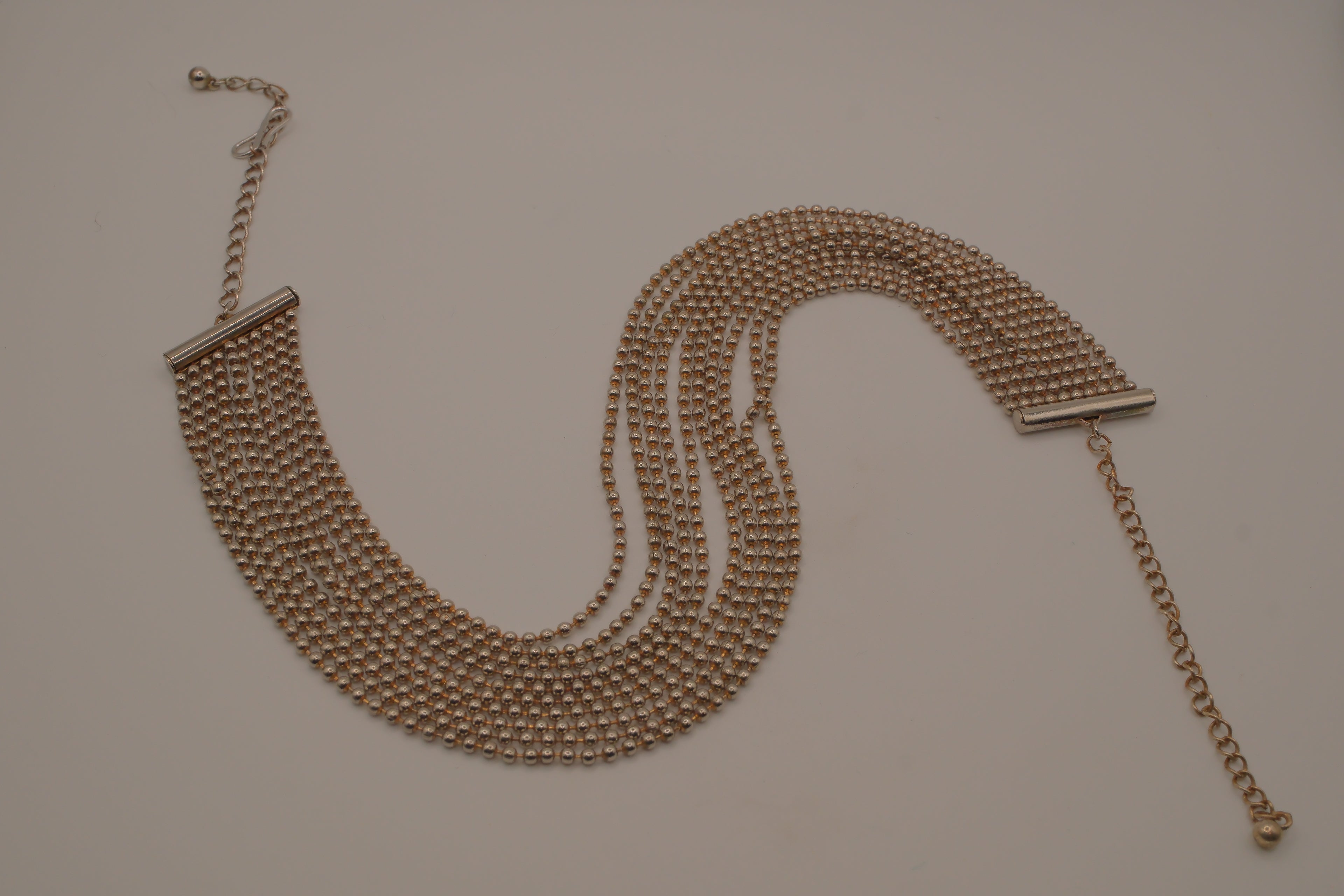 Sterling silver vintage multi-strand ball chain necklace