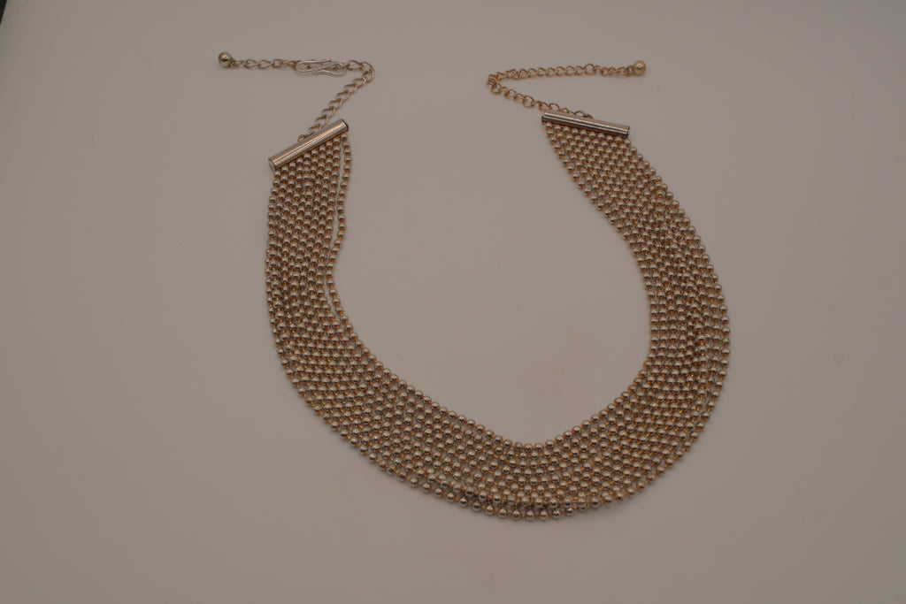 Sterling silver vintage multi-strand ball chain necklace