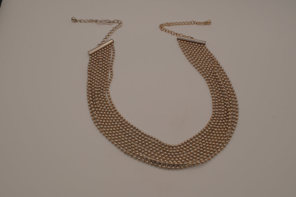 Sterling silver vintage multi-strand ball chain necklace