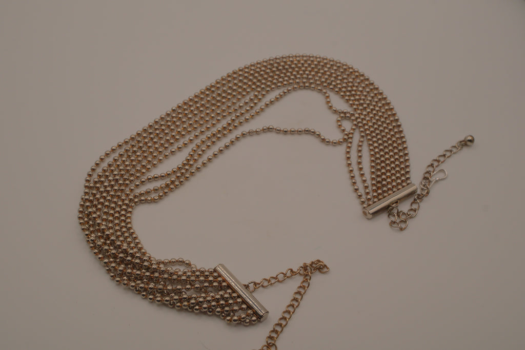 Sterling silver vintage multi-strand ball chain necklace
