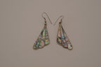 Vintage Alpaca Mexico abalone fan-shaped dangle earrings